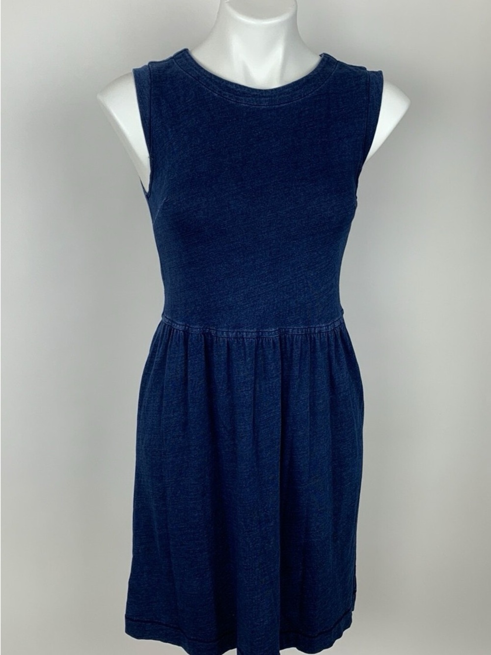 LOFT Sleeveless Knit Denim Fit & Flare Dress - Size: 0P